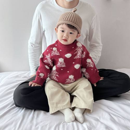 Boys' Christmas Knitted Sweater Winter Top男童圣诞女宝上衣潮