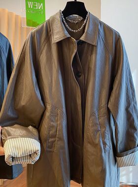 Medium to long leather jacket for women中长款皮衣外套女风衣