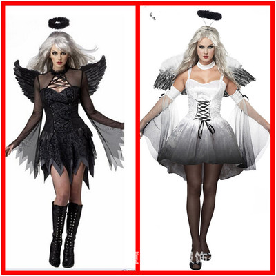 Halloween Black and White Angel Vampire Dress万圣节吸血鬼服