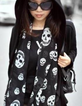 Halloween sized skull scarf万圣节大小骷髅头丝巾配饰黑白橘三