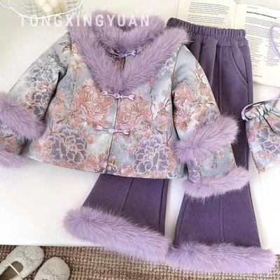 Girls' Tang-style fashionable winter Hanfu set for girls套装