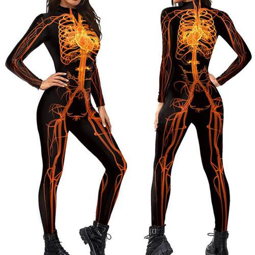 Halloween Human Body Structure Diagram万圣节人体结构图紧身衣