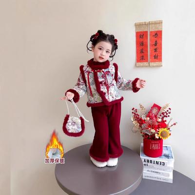 Girls' New Year's greeting clothes set, New Year's attire