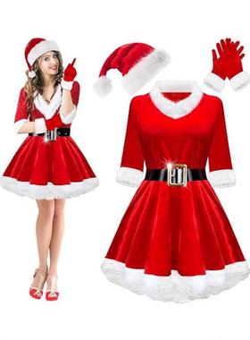 Christmas costume, red dress, Santa Claus圣诞老人派对套装裙