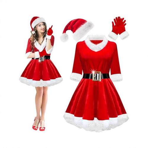 Christmas costume, red dress, Santa Claus圣诞老人派对套装裙
