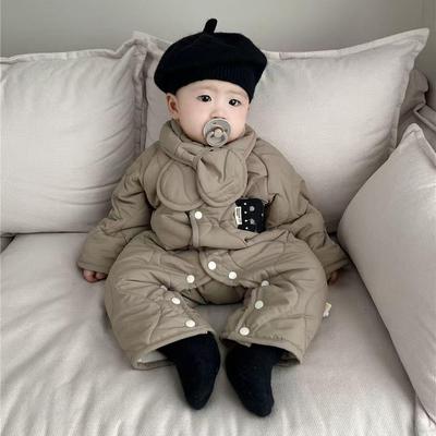Baby onesie with scarf for long crawling婴儿连体衣送围巾长爬