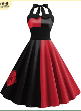 Women's dress Halloween cosplay movie dress万圣节条纹连衣裙