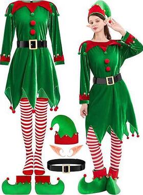 Men's  Women's Christmas Elf Dress Green圣诞精灵服装连衣裙