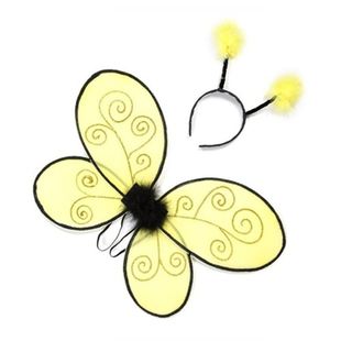 10pcs Halloween yellow bee wings headband makeup万圣节翅膀