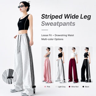 Bow sports pants, women's wide leg pants sweatpants运动裤女