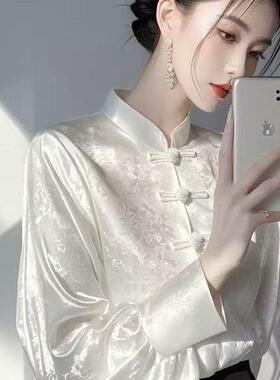 Womens White Blouse高级感轻奢减龄白色衬衫宽松显瘦气质职业装