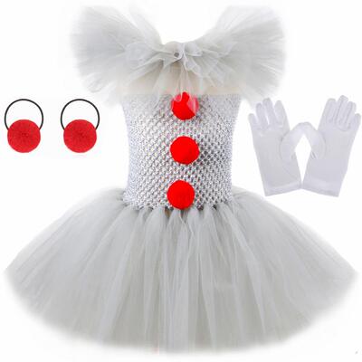 Circus clown dress with headband, Christmas mesh dress as