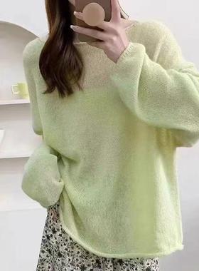 Women'sloose knitted sun-protective coverall针织衫女防晒罩衫