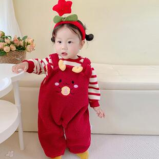 Winter baby clothes festive quilted one-piece romper suit