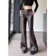 Leather 显瘦高腰微喇皮裤 Flare Pants女2026秋冬辣妹风黑色修身