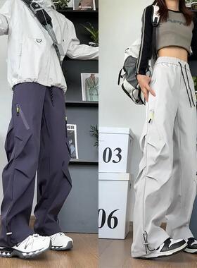 Men Hiking Pants 斜褶口袋速干冲锋裤情侣户外机能工装裤