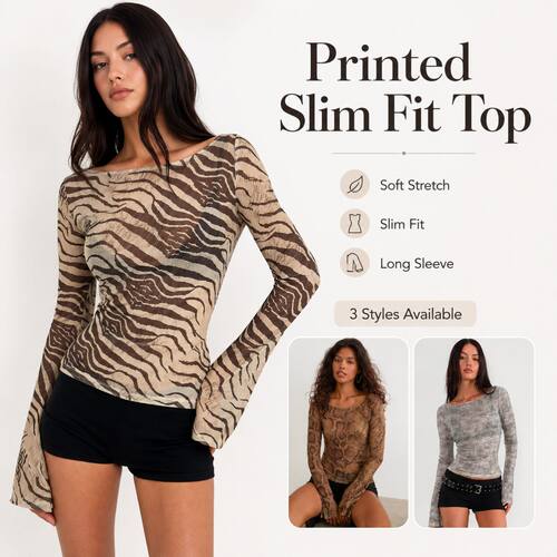 Sexy Hot Girl Wind Printed  Shoulder Long Sleeve T-shirt