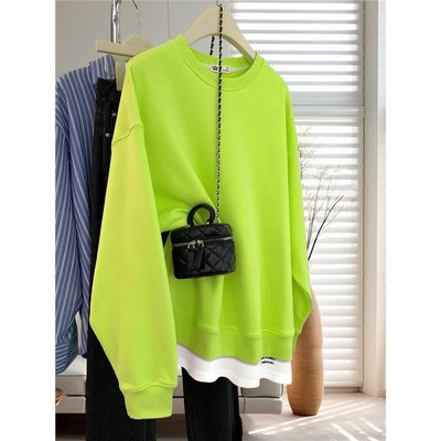 圆领假两件卫衣女春秋2025新款