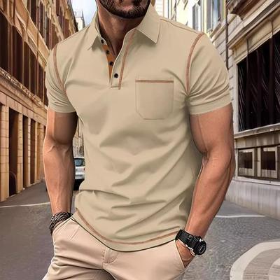 Men's polo shirt 夏季欧美男装短袖POLO衫休闲时尚翻领拼色T恤潮