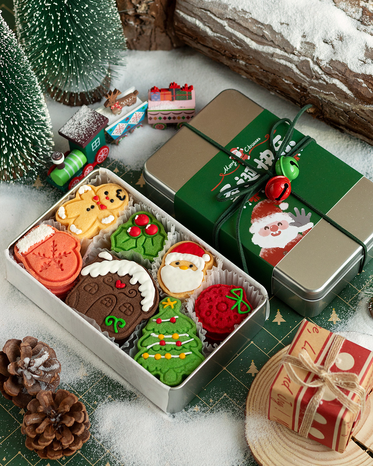 圣诞节手工曲奇饼干礼盒装男女朋友创意圣诞老人独立包装礼物铁盒