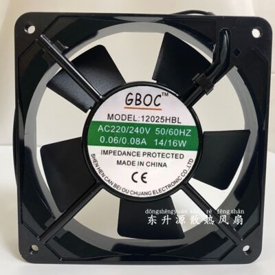 GBOC 12025HBL 220V 0.06/0.08A 12025 12CM厘米滚珠机柜散热风扇