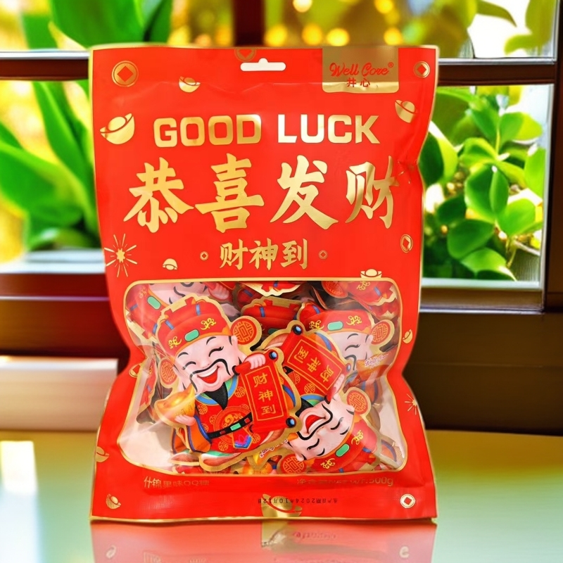 井心财神QQ软糖恭喜发财什锦果味500g袋装休闲年货开业糖果零食