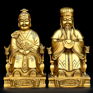 灶王爷灶王奶神像一对摆件纯黄铜灶公灶婆灶王神圣君灶神家居装饰