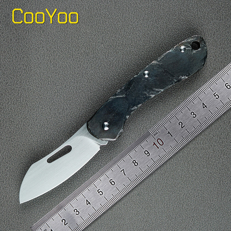 CooYoo酷友M1时光雕刻 岩石肌理手柄钛合金折刀 户外随身EDC小刀