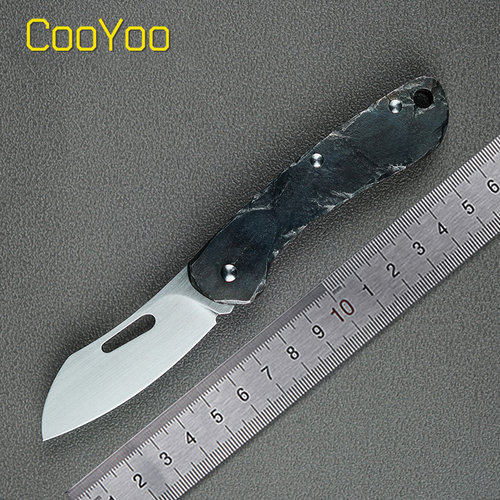 CooYoo酷友M1时光雕刻 岩石肌理手柄钛合金折刀 户外随身EDC小刀