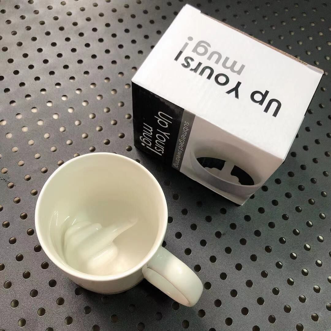 热销中指杯陶瓷马克杯法克杯个性陶瓷中指杯恶搞fuck杯子竖中指