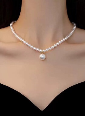 原创小众仿珍珠锁骨链520送礼