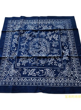 青花瓷全棉四方巾70*70CM 咖啡馆复古茶巾 结婚包袱皮 手工蜡染