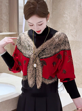 暮色绒心~新年红秋冬新款抗起球针织衫保暖简约套头气质外穿毛衣