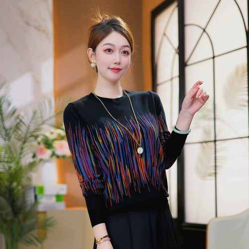 烟火绽放~2025新款秋冬针织衫保暖轻奢简约套头气质宽松提花毛衣