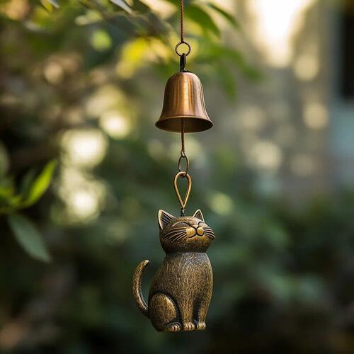 新款 Cat Wind Chime 猫咪风铃门窗挂饰户外庭院挂饰品