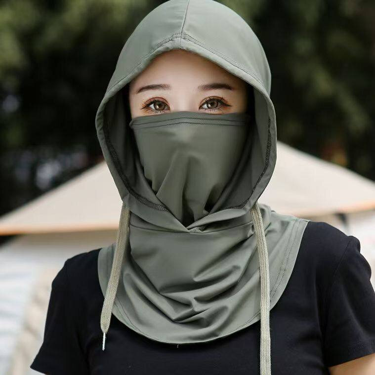 防晒凉感帽子围脖护颈面罩女采茶工作帽防紫外线骑行头套护全脸罩
