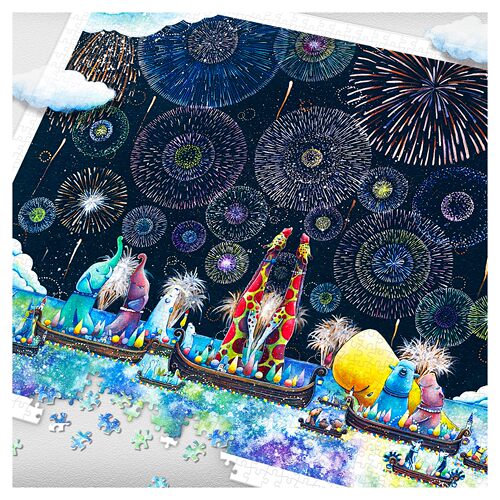 绝版现货 3D-JP塑料平面拼图 Yosi 夜之声彩 1200片 3djp