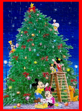 绝版现货 日本Tenyo进口拼图 米奇家族 圣诞之夜 夜光 108片