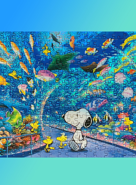 绝版现货 日本进口APOLLO-SHA'S镭射拼图 Snoopy参观水族馆 300片