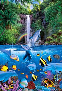 绝版现货 日本进口EPOCH拼图 Lassen 海豚 永恒的彩虹海 450片