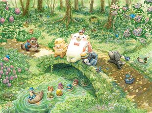 绝版现货 3D-JP 塑料平面拼图 动漫 白熊 森林小路 1200片 3djp