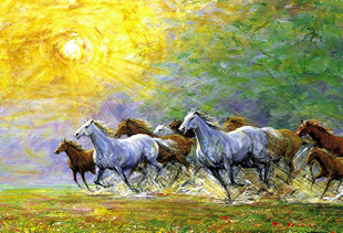 绝版现货 日本Beverly进口拼图 平井利明 朝阳中的奔马 1000片