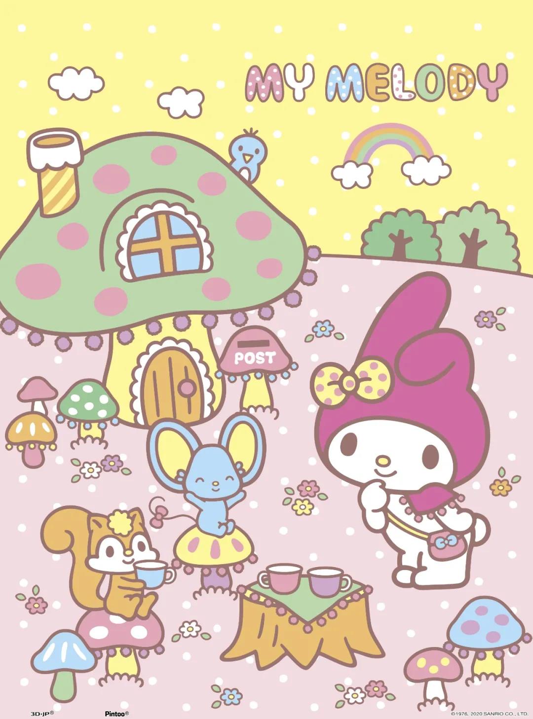 现货 pintoo 3d-jp塑料拼图 mymelody 蘑菇屋的茶话会 300片 3djp