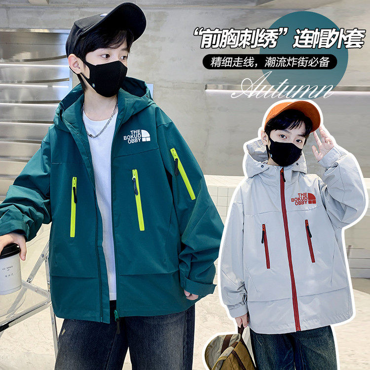 男童外套春秋款时髦帅气潮2026新款儿童春季连帽衣服男孩韩系春装