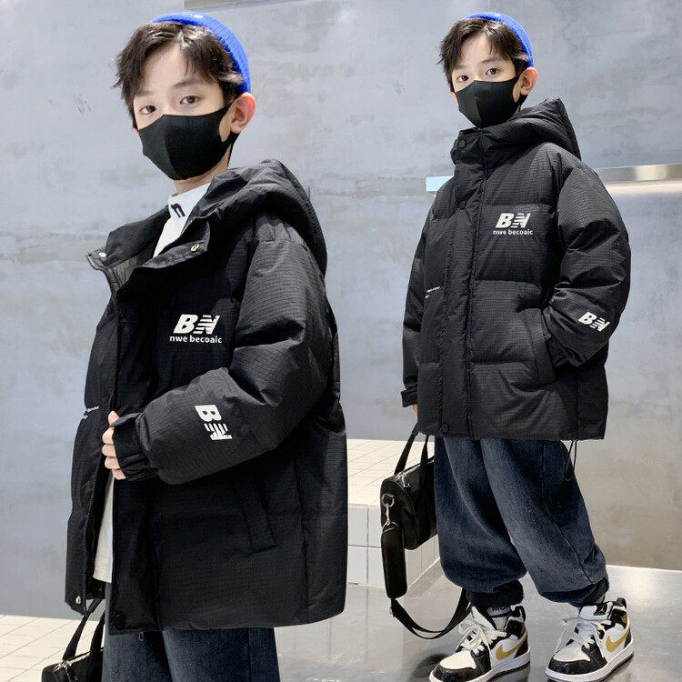 冬季短款羽绒服男孩2025新款初中高中学生加厚外套青少年大童