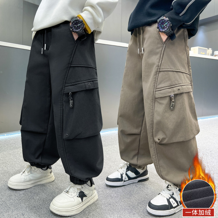 超好看男童裤子冬2025新款今年流行爆款冬一体绒加厚加绒潮款