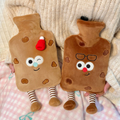 可爱曲奇热水袋注水式 暖水袋加厚防爆暖被窝专用女生热敷暖手宝