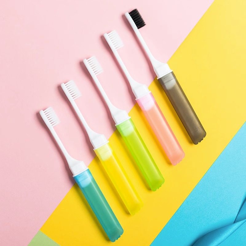 旅行折叠牙刷便携式软毛防尘带盖套装随身携带口腔清洁迷你牙刷盒