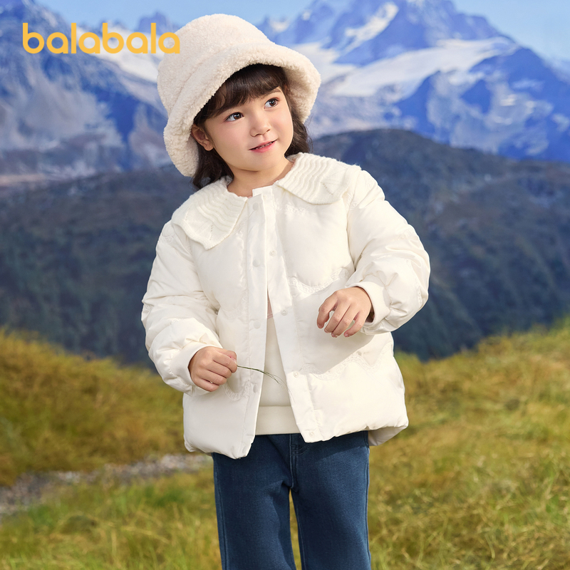 巴拉巴拉羽绒服女童绣花面包服潮