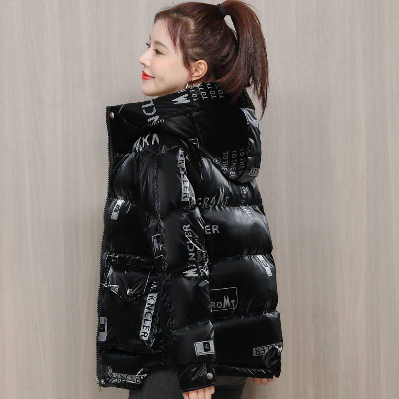 免洗羽绒棉服女2025冬装新款韩版气质减龄印花棉衣女短款加厚外套